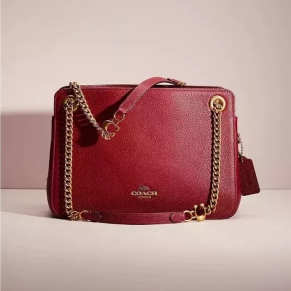 Coach Bryant Convertible Carryall in Deep Red Pebbled Leather - Picture 1 of 16